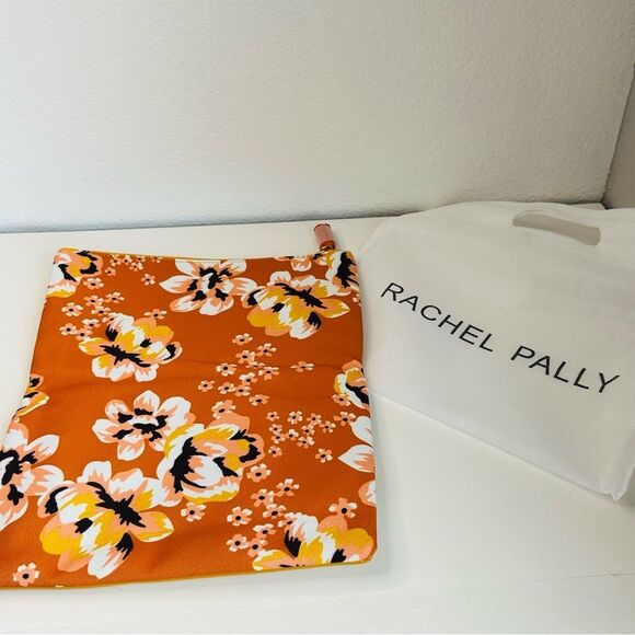 Rachel Pally Orange Floral Vegan Leather Folding Clutch Bag NWT - Picture 1 of 3